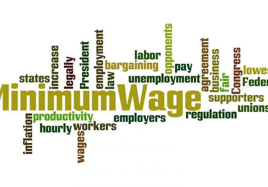 Minimum Wage Word Cloud on White Background