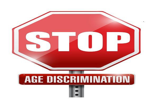 stop, age discrimination road sign. illustration design over a white background